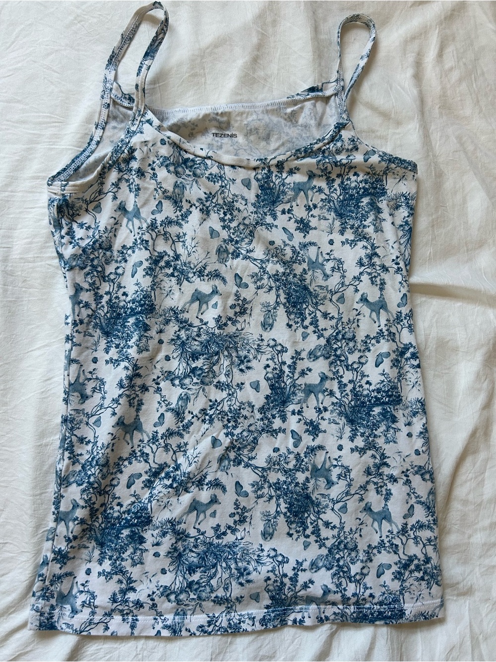 Women’s Blue Floral-Print Spaghetti Strap Camisole